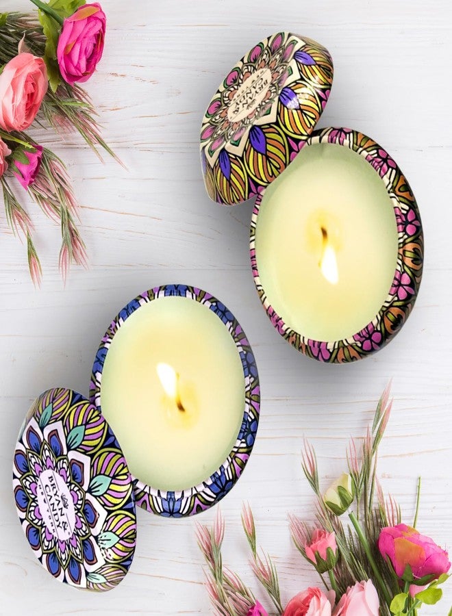 Bryan & Candy Scented Candles Gift Set for Men & Women,60gm Each Soy Wax Eco-Friendly Printed Tin, Pack of 2 (Lavender Citrus & Bulgarian Rose) - Image 5